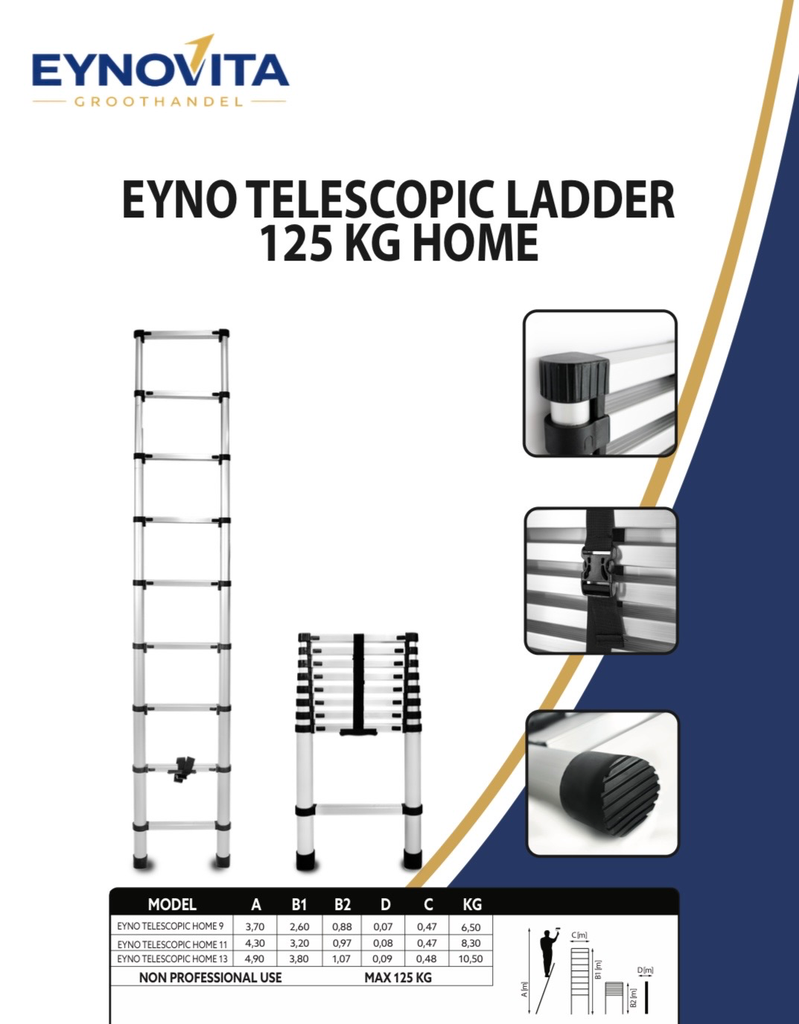 EYNO Ladder 125kg Telescopic 13 treden