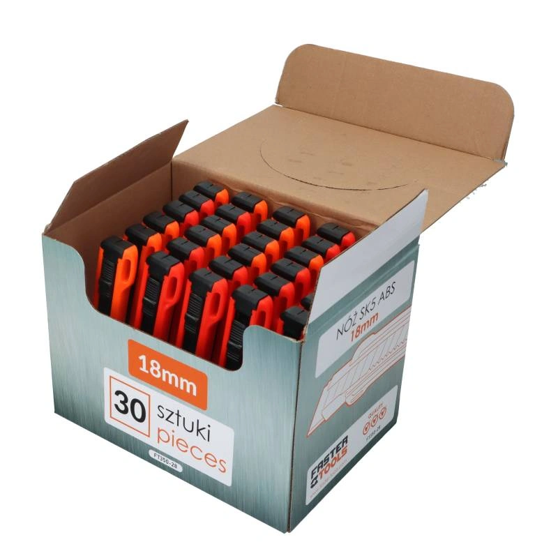 FASTER TOOLS behangmes met afbreekbaar mesje 18 mm, doos met 30 stuks. FT350-28