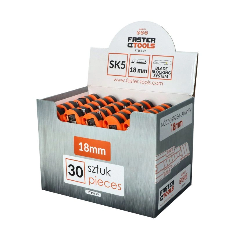 FASTER TOOLS afbreekmesjes 18 mm, doos met 30 stuks. FT350-29