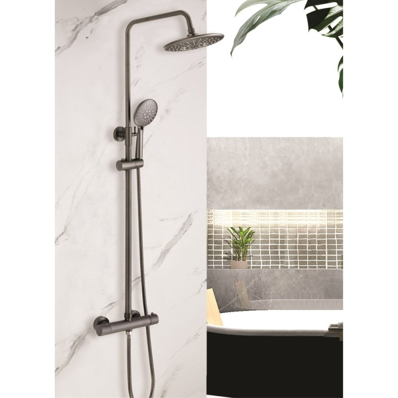 Inter Ceramic Doucheset Gun Gray met thermostatisch kraan ICT6221GG