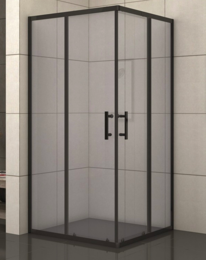 Inter Ceramic Douche cabine 80*80*180 New Black.  Hoek           ICS-275GS/80