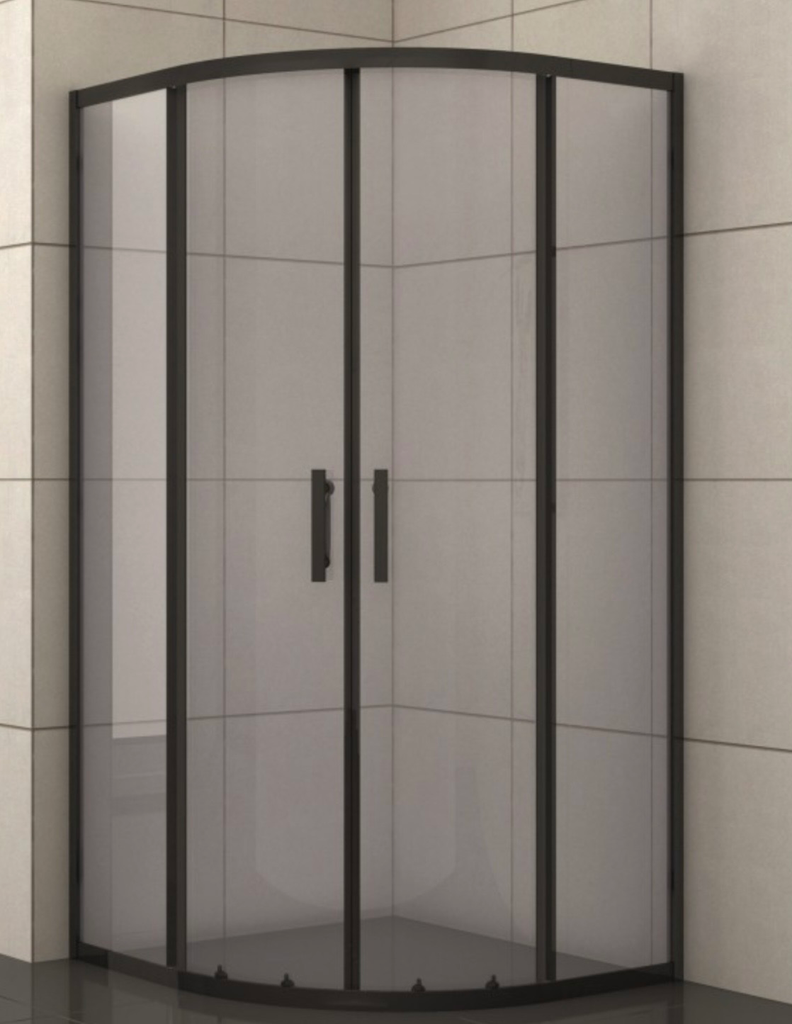 Inter Ceramic Douche cabine 90*90*180 New Black.  Halfrond           ICS-285B/90
