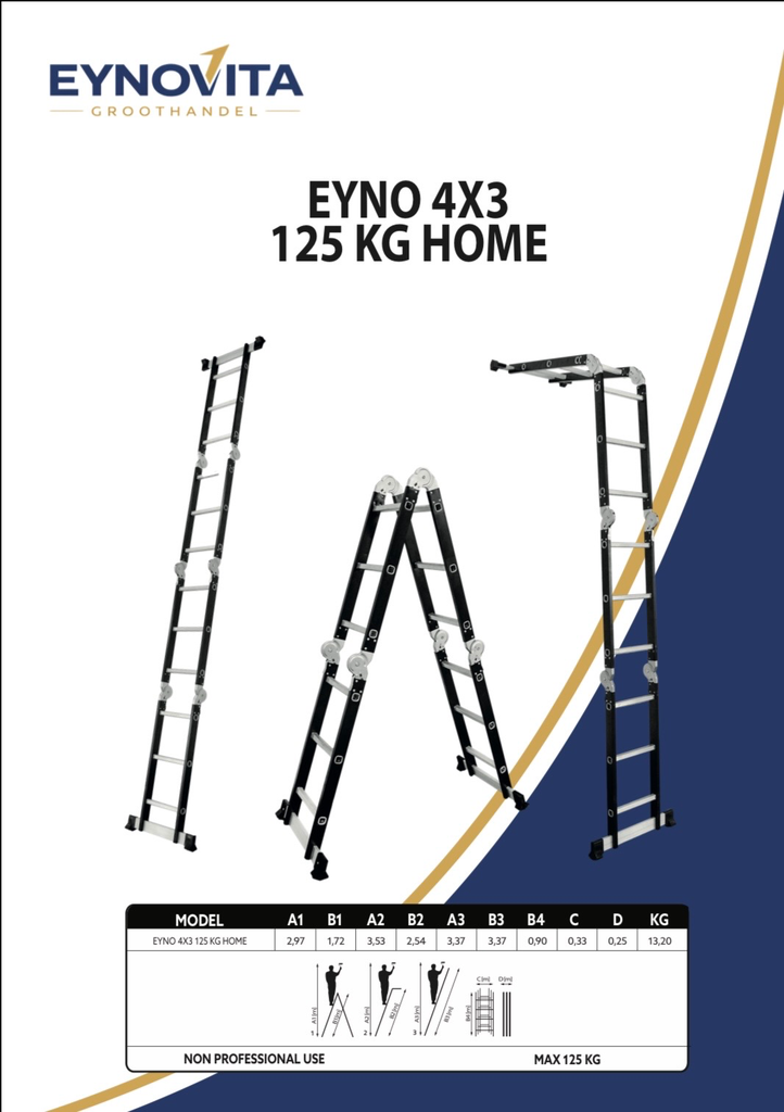 [EYNO 4X3 125 KG - HOME] EYNO Ladder 4x3 125kg Steel Home